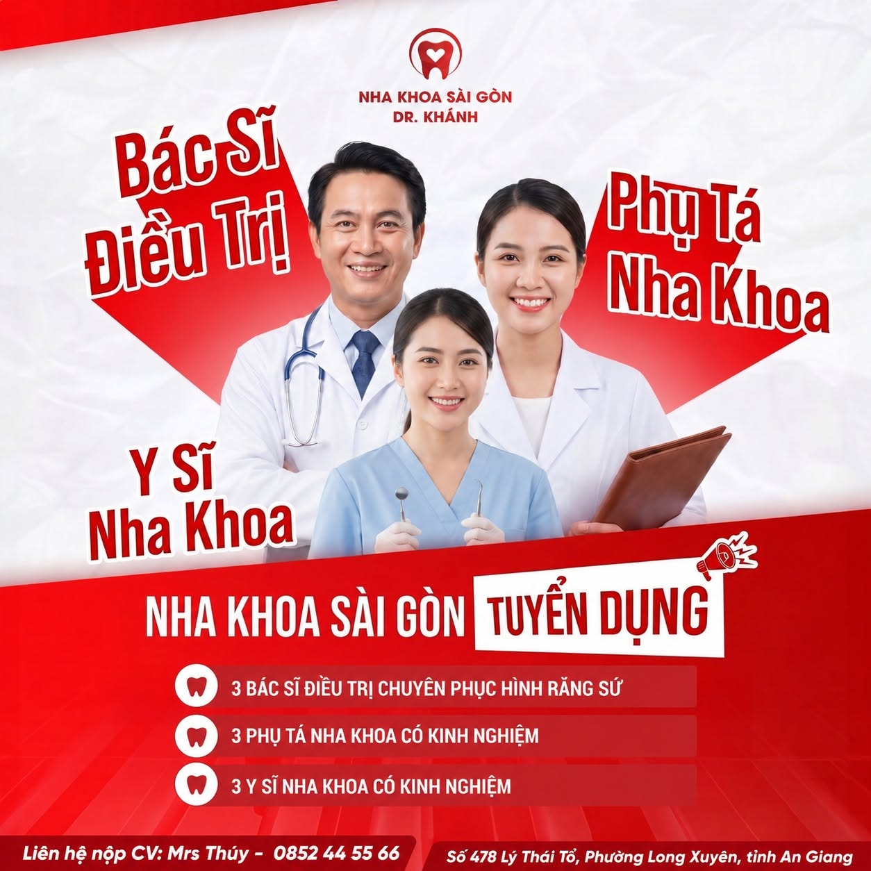 NHA KHOA SÀI GÒN - DR KHÁNH TUYỂN DỤNG